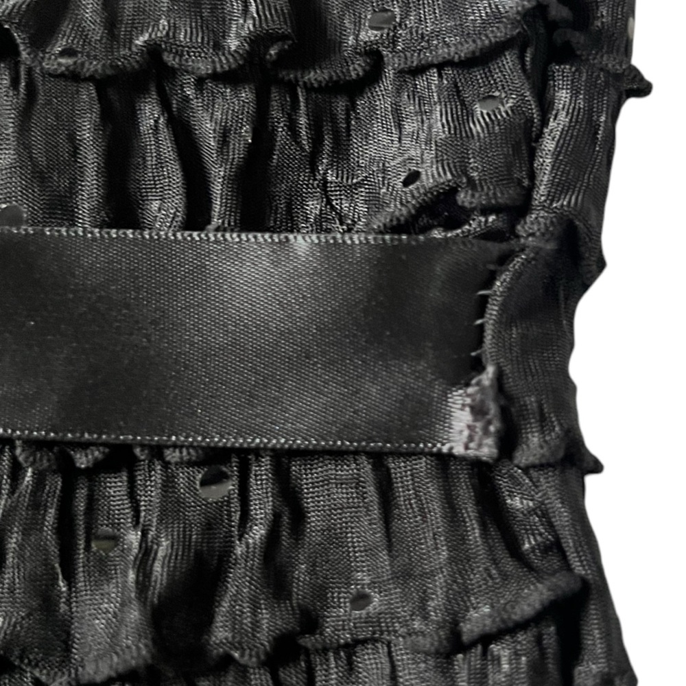 Sparkling Super Cute Black Shelly Tube Top with Ruffles a d Satin Bow - Picture 8 of 8